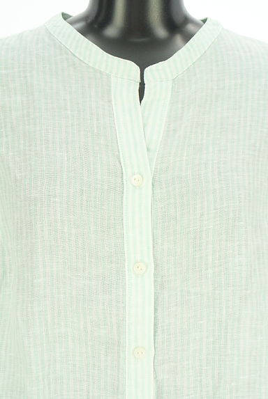 INDIVI（インディヴィ）の古着「半そでストライプ柄リネンシャツ（ブラウス）」大画像４へ