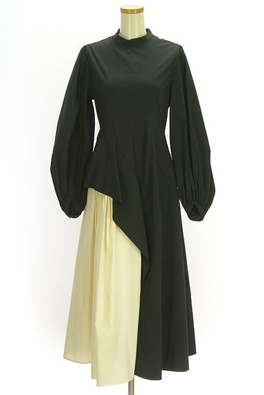 ELENDEEK（エレンディーク）の古着「バイカラーボリュームフレアロングワンピース（ワンピース・チュニック）」大画像１へ