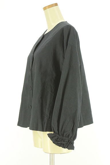 Samansa Mos2（サマンサモスモス）の古着「ボリューム袖綿麻ノーカラージャケット（ジャケット）」大画像３へ