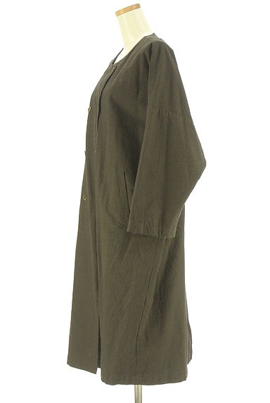 Samansa Mos2（サマンサモスモス）の古着「ギンガムチェック柄ノーカラーロングコート（コート）」大画像３へ