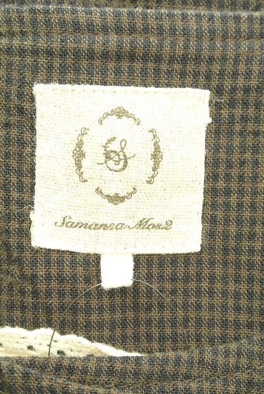 Samansa Mos2（サマンサモスモス）の古着「ギンガムチェック柄ノーカラーロングコート（コート）」大画像６へ