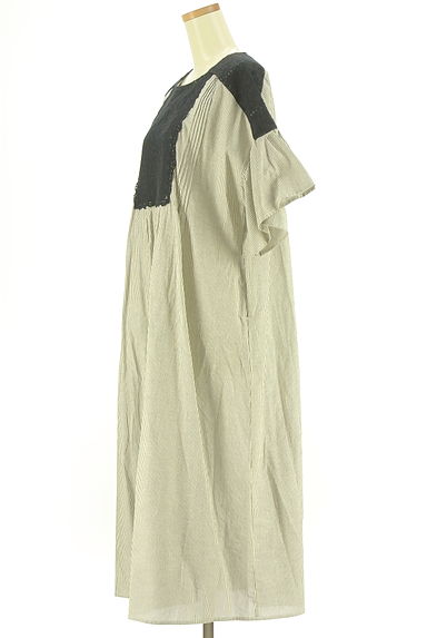 Samansa Mos2（サマンサモスモス）の古着「レースヨークストライプロングワンピース（ワンピース・チュニック）」大画像３へ