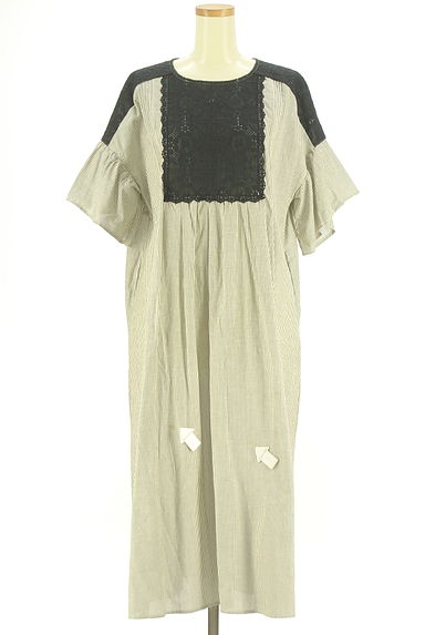 Samansa Mos2（サマンサモスモス）の古着「レースヨークストライプロングワンピース（ワンピース・チュニック）」大画像４へ