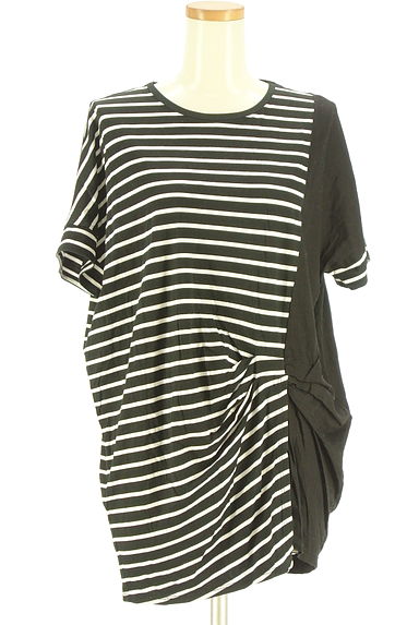 HIROKO BIS（ヒロコビス）の古着「essentiel HIROKO BIS ボーダー×無地アシンメトリーカットソー（カットソー・プルオーバー）」大画像１へ