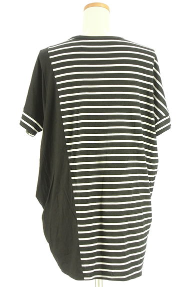 HIROKO BIS（ヒロコビス）の古着「essentiel HIROKO BIS ボーダー×無地アシンメトリーカットソー（カットソー・プルオーバー）」大画像２へ