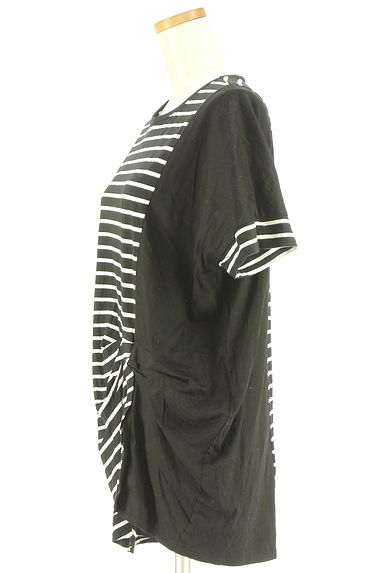 HIROKO BIS（ヒロコビス）の古着「essentiel HIROKO BIS ボーダー×無地アシンメトリーカットソー（カットソー・プルオーバー）」大画像３へ