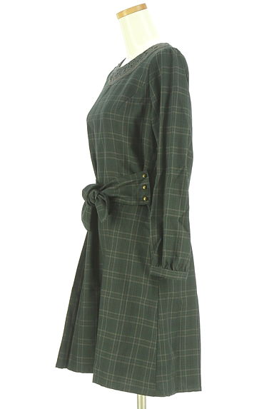axes femme（アクシーズファム）の古着「ウエストリボンチェック膝丈ワンピース（ワンピース・チュニック）」大画像３へ