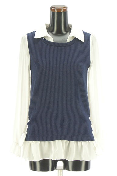 axes femme（アクシーズファム）の古着「レイヤード風ニット×シフォントップス（カットソー・プルオーバー）」大画像１へ