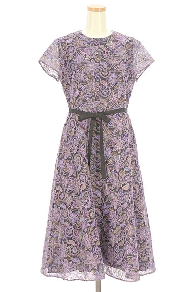 Maglie le cassetto（マーリエ ル カセット）の古着「ベルト付き花刺繍レースミモレワンピース（ワンピース・チュニック）」大画像１へ