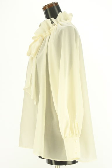 NATURAL BEAUTY BASIC（ナチュラルビューティベーシック）の古着「ドロストフリル襟シアーブラウス（カットソー・プルオーバー）」大画像３へ