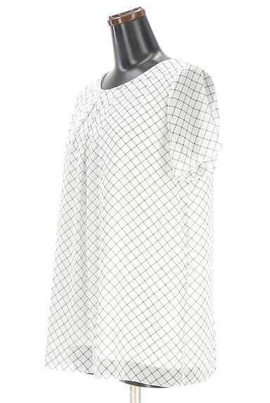 NEW YORKER（ニューヨーカー）の古着「半そでチェック柄シフォンカットソー（ブラウス）」大画像３へ