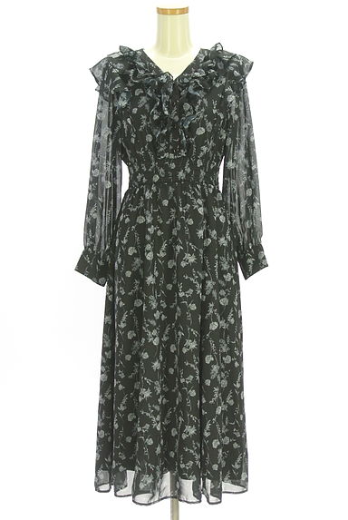 クリックで大画像表示 PROPORTION BODY DRESSING(プロポーションボディドレッシング)の古着「花柄シフォンロングワンピース(ワンピース・チュニック)」大画像1へ