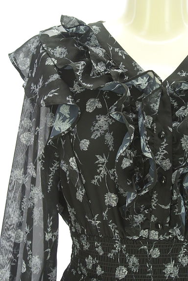 クリックで大画像表示 PROPORTION BODY DRESSING(プロポーションボディドレッシング)の古着「花柄シフォンロングワンピース(ワンピース・チュニック)」大画像4へ