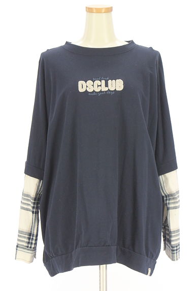 クリックで大画像表示 drug store's(ドラッグストアーズ)の古着「D.S.CLUB チェック柄切替ワッペンロゴスウェットトップス(スウェット・パーカー)」大画像1へ