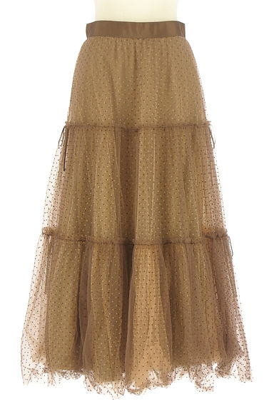 クリックで大画像表示 Her lip to(ハーリップトゥ)の古着「フロッキードット柄ロングチュールスカート(ロングスカート・マキシスカート)」大画像1へ