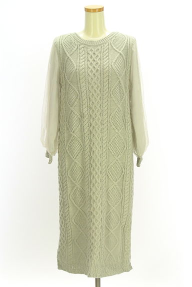 WILLSELECTION（ウィルセレクション）の古着「シアーチュール袖ケーブルニット膝下ワンピ（ワンピース・チュニック）」大画像１へ