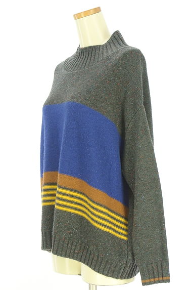 クリックで大画像表示 SUTSESO(スチェッソ)の古着「マルチボーダー柄モックネックニットトップス(ニット)」大画像3へ