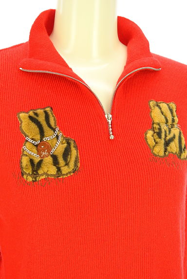 伊太利屋（イタリヤ）の古着「ファーアニマル刺繍入りハーフジップニットトップス（ニット）」大画像４へ