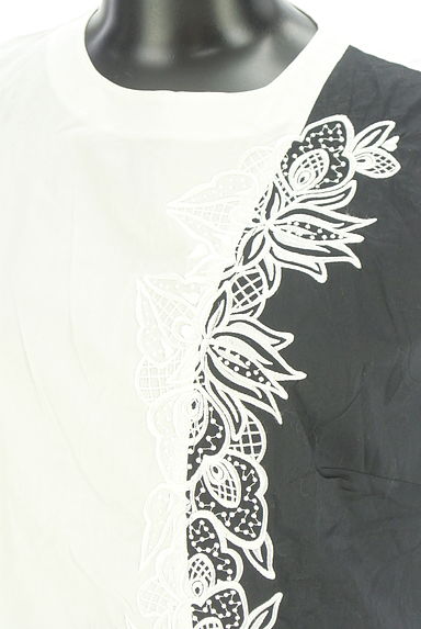 クリックで大画像表示 NARA CAMICIE(ナラカミーチェ)の古着「花刺しゅう入りバイカラーブラウス(カットソー・プルオーバー)」大画像4へ