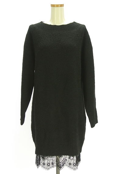クリックで大画像表示 PROPORTION BODY DRESSING(プロポーションボディドレッシング)の古着「レースレイヤード風ニットワンピース(ワンピース・チュニック)」大画像1へ