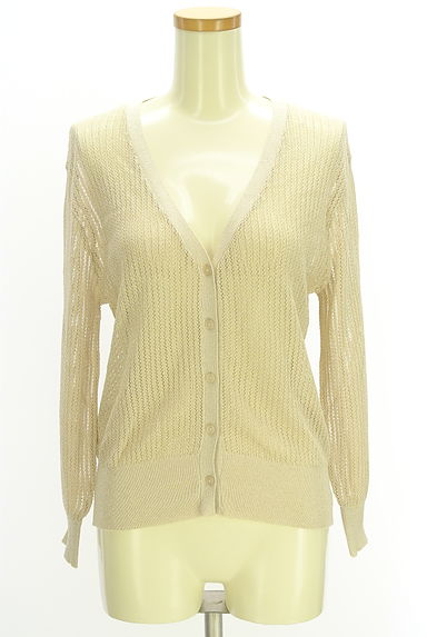 PROPORTION BODY DRESSING（プロポーションボディドレッシング）の古着「ラメ混透かし編みニットカーディガン（カーディガン・ボレロ）」大画像１へ