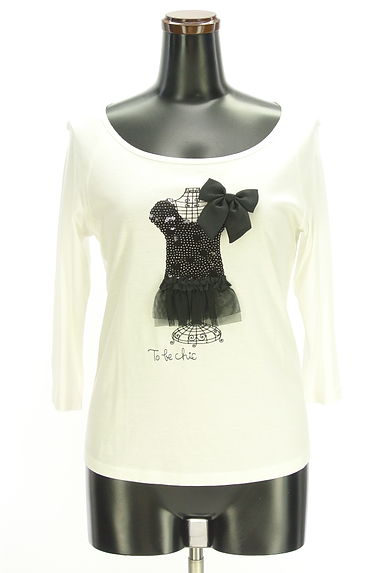 クリックで大画像表示 TO BE CHIC(トゥービーシック)の古着「スパンコール付きプリントラグランカットソー(Tシャツ)」大画像1へ
