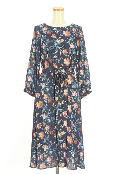 クリックで大画像表示 Laura Ashley(ローラアシュレイ)の古着「ベルト付き花柄シフォンロングワンピース(ワンピース・チュニック)」大画像1へ