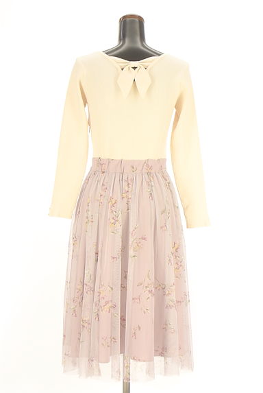 LAISSE PASSE（レッセパッセ）の古着「リブニット×花柄チュール膝下ワンピース（ワンピース・チュニック）」大画像２へ