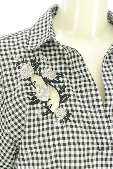 クリックで大画像表示 axes femme(アクシーズファム)の古着「刺繍入りギンガムチェック柄ブラウス(ブラウス)」大画像4へ