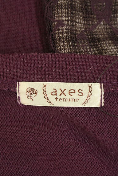 クリックで大画像表示 axes femme(アクシーズファム)の古着「チェック&レース切替ニットトップス(ニット)」大画像6へ