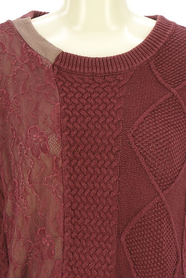 クリックで大画像表示 axes femme(アクシーズファム)の古着「レース×ニット×スウェット切替トップス(ニット)」大画像5へ