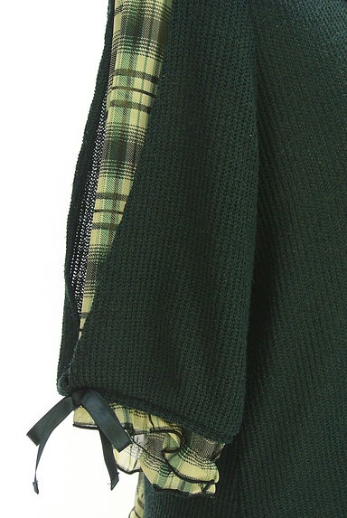 クリックで大画像表示 axes femme(アクシーズファム)の古着「チェック柄シフォン切替ローゲージニットトップス(ニット)」大画像4へ