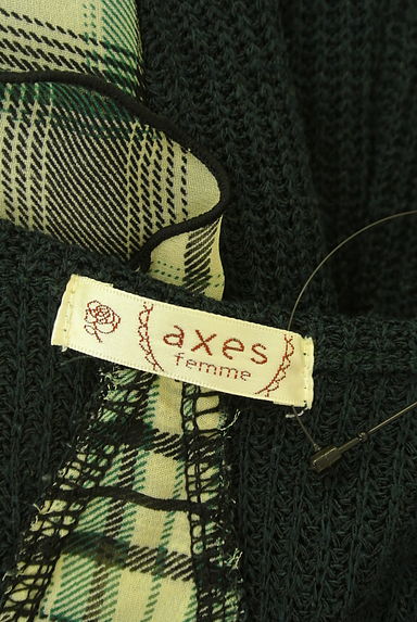 クリックで大画像表示 axes femme(アクシーズファム)の古着「チェック柄シフォン切替ローゲージニットトップス(ニット)」大画像6へ