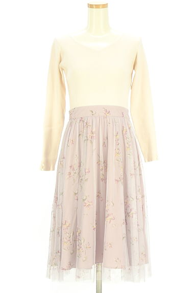 クリックで大画像表示 LAISSE PASSE(レッセパッセ)の古着「リブ×花柄チュール膝下ワンピース(ワンピース・チュニック)」大画像1へ