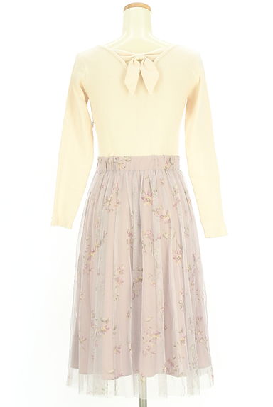クリックで大画像表示 LAISSE PASSE(レッセパッセ)の古着「リブ×花柄チュール膝下ワンピース(ワンピース・チュニック)」大画像2へ