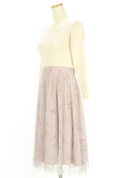 クリックで大画像表示 LAISSE PASSE(レッセパッセ)の古着「リブ×花柄チュール膝下ワンピース(ワンピース・チュニック)」大画像3へ