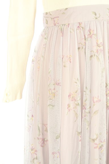 クリックで大画像表示 LAISSE PASSE(レッセパッセ)の古着「リブ×花柄チュール膝下ワンピース(ワンピース・チュニック)」大画像5へ