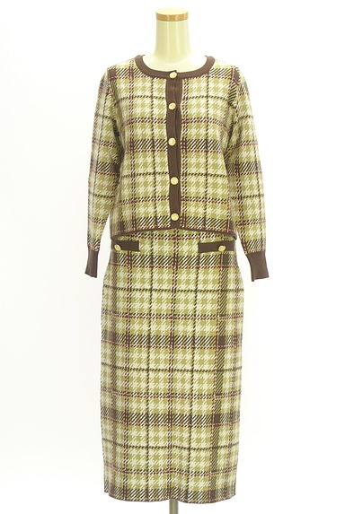 PROPORTION BODY DRESSING（プロポーションボディドレッシング）の古着「千鳥柄パイピングニットセットアップ（セットアップ（ジャケット＋スカート））」大画像１へ