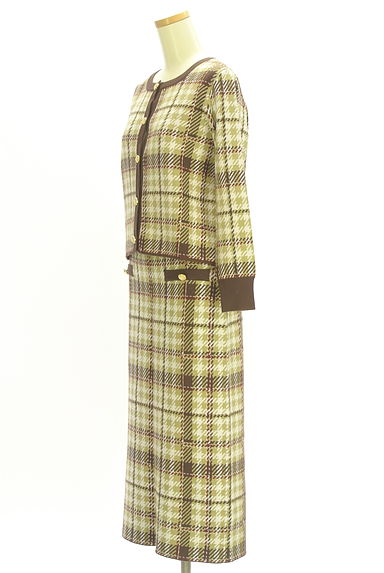 PROPORTION BODY DRESSING（プロポーションボディドレッシング）の古着「千鳥柄パイピングニットセットアップ（セットアップ（ジャケット＋スカート））」大画像３へ