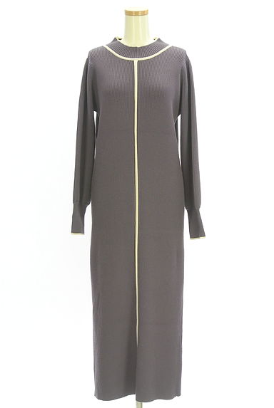 PROPORTION BODY DRESSING（プロポーションボディドレッシング）の古着「パイピングリブニットワンピース（ワンピース・チュニック）」大画像１へ