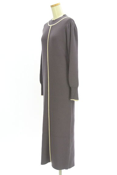 PROPORTION BODY DRESSING（プロポーションボディドレッシング）の古着「パイピングリブニットワンピース（ワンピース・チュニック）」大画像３へ