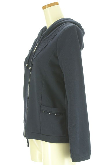 axes femme（アクシーズファム）の古着「フラワーレース切替裏起毛ジップアップパーカー（スウェット・パーカー）」大画像３へ