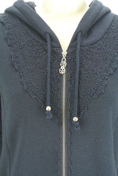 axes femme（アクシーズファム）の古着「フラワーレース切替裏起毛ジップアップパーカー（スウェット・パーカー）」大画像４へ