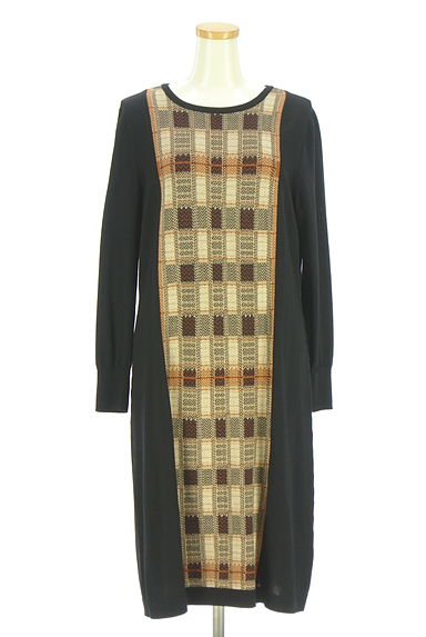 DAKS（ダックス）の古着「フロントチェック膝下ニットワンピース（ワンピース・チュニック）」大画像１へ