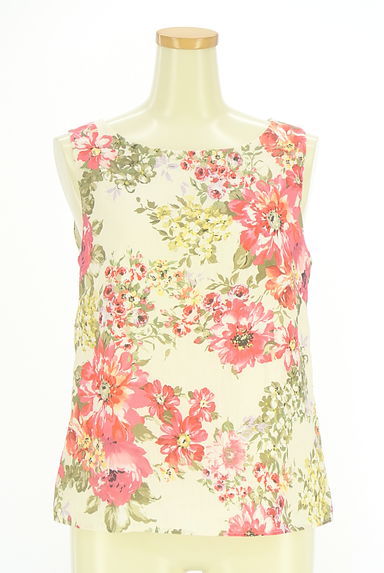 クリックで大画像表示 Laura Ashley(ローラアシュレイ)の古着「花柄ノースリリネンブラウス(カットソー・プルオーバー)」大画像1へ