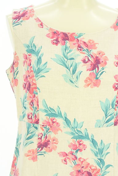 クリックで大画像表示 Laura Ashley(ローラアシュレイ)の古着「花柄リネン膝丈ワンピース(ワンピース・チュニック)」大画像4へ