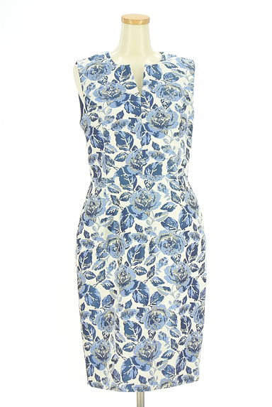 クリックで大画像表示 Laura Ashley(ローラアシュレイ)の古着「キーネック花柄タイト膝下ワンピース(ワンピース・チュニック)」大画像1へ
