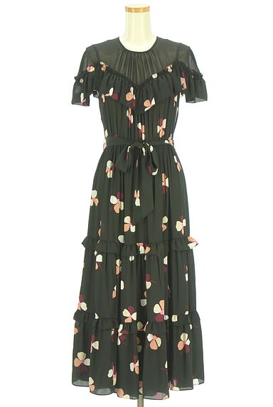クリックで大画像表示 kate spade new york(ケイトスペード ニューヨーク)の古着「シアーヨーク花柄ロングフレアワンピース(ワンピース・チュニック)」大画像1へ