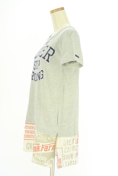 クリックで大画像表示 CUBE SUGAR(キューブシュガー)の古着「レイヤード風ロゴTシャツチュニック(ワンピース・チュニック)」大画像3へ