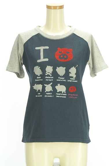 クリックで大画像表示 drug store's(ドラッグストアーズ)の古着「ラグランフロッキープリントTシャツ(Tシャツ)」大画像1へ